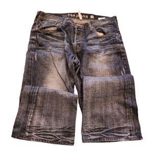 Guess Mens 36x30 Blue Wash Jeans